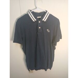 VTG Abercrombie & Fitch Muscle Polo Shirt Mens XXL Navy Blue Short Sleeve Casual